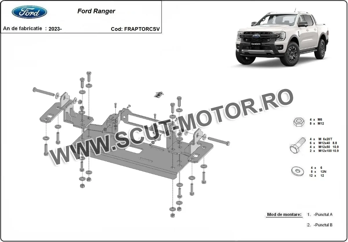 Suport Troliu Ford Ranger 2023-2026