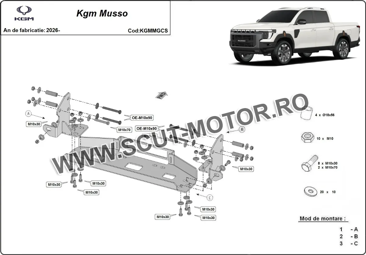 Suport troliu KGM Musso Grand (fara radar) 2026-2026